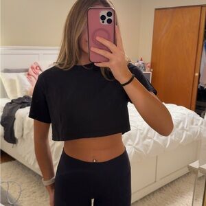 Lululemon Black Cropped T Shirt